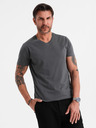 Ombre Clothing Herren-Klassik-T-Shirt BASIC mit V-Ausschnitt - anthrazit