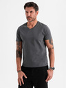 Ombre Clothing Herren-Klassik-T-Shirt BASIC mit V-Ausschnitt - anthrazit