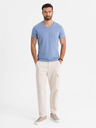 Ombre Clothing Herren-Klassik-T-Shirt BASIC mit V-Ausschnitt - blau