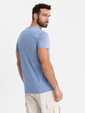 Ombre Clothing Herren-Klassik-T-Shirt BASIC mit V-Ausschnitt - blau