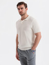 Ombre Clothing Herren-Poloshirt aus strukturiertem Strick - weiß