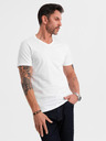Ombre Clothing Herren-Klassik-T-Shirt BASIC mit V-Ausschnitt - weiß
