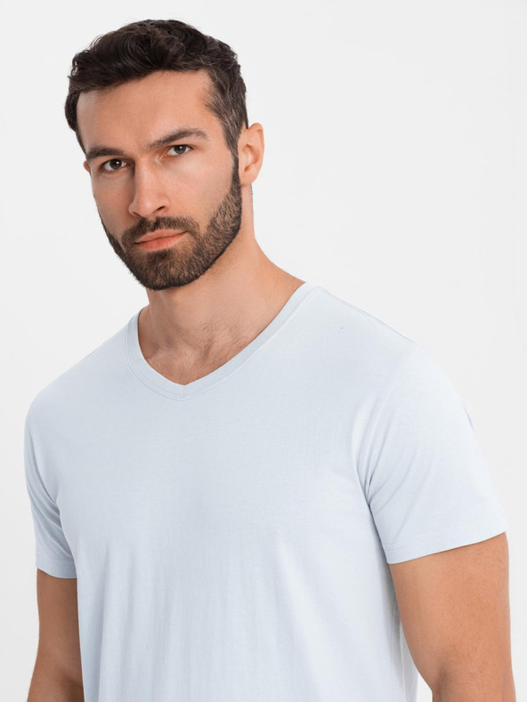 Ombre Clothing Herren-Klassik-T-Shirt BASIC mit V-Ausschnitt - hellgrau