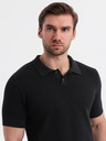 Ombre Clothing Herren Baumwoll-Poloshirt aus strukturiertem Strick - schwarz