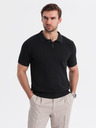 Ombre Clothing Herren Baumwoll-Poloshirt aus strukturiertem Strick - schwarz