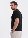 Ombre Clothing Herren Baumwoll-Poloshirt aus strukturiertem Strick - schwarz