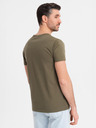 Ombre Clothing Herren klassisches Baumwoll-T-Shirt BASIC mit V-Ausschnitt - dunkel olivgrün