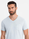 Ombre Clothing Herren Baumwoll-T-Shirt mit V-Ausschnitt und Used-Effekt - grau
