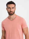 Ombre Clothing Herren klassisches Baumwoll-T-Shirt BASIC mit Ausschnitt - rosa