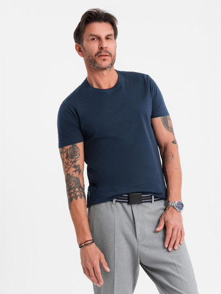 Ombre Clothing Herren klassisches Baumwoll-T-Shirt BASIC - dunkelblau