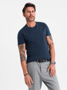 Ombre Clothing Herren klassisches Baumwoll-T-Shirt BASIC - dunkelblau