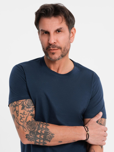 Ombre Clothing Herren klassisches Baumwoll-T-Shirt BASIC - dunkelblau