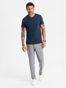 Ombre Clothing Herren klassisches Baumwoll-T-Shirt BASIC - dunkelblau