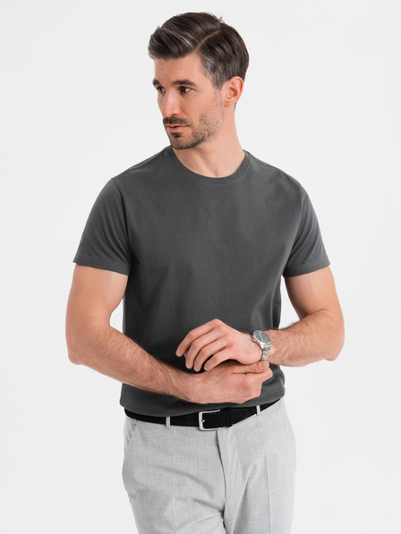 Ombre Clothing Herren klassisches Baumwoll-T-Shirt BASIC - grau