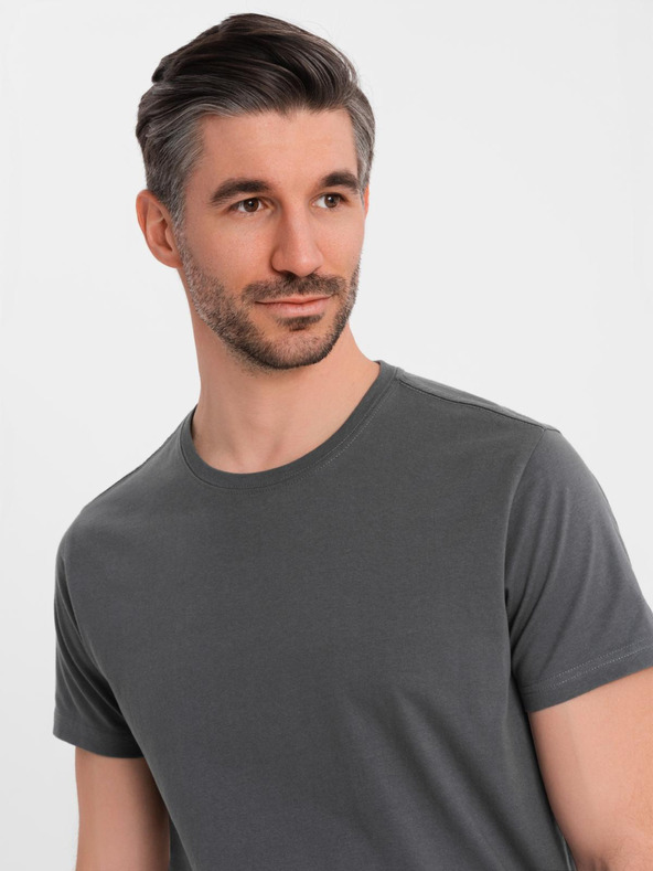 Ombre Clothing Herren klassisches Baumwoll-T-Shirt BASIC - grau