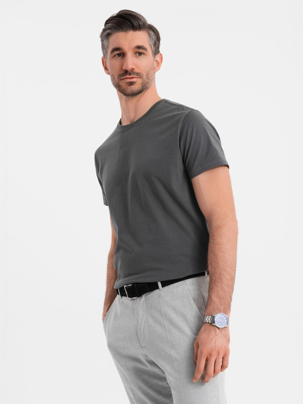 Ombre Clothing Herren klassisches Baumwoll-T-Shirt BASIC - grau