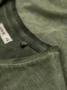 Ombre Clothing Herren Baumwoll-T-Shirt mit V-Ausschnitt und Used-Effekt - olivgrün