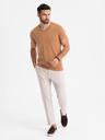 Ombre Clothing Herren klassisches Baumwoll-T-Shirt BASIC mit V-Ausschnitt - braun