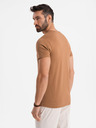 Ombre Clothing Herren klassisches Baumwoll-T-Shirt BASIC mit V-Ausschnitt - braun