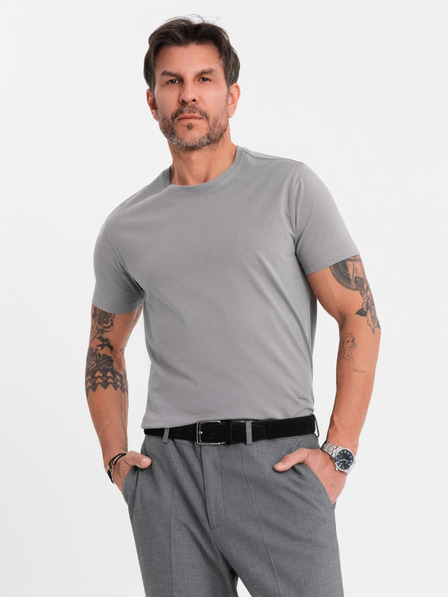 Ombre Clothing Herren klassisches Baumwoll-T-Shirt BASIC - grau