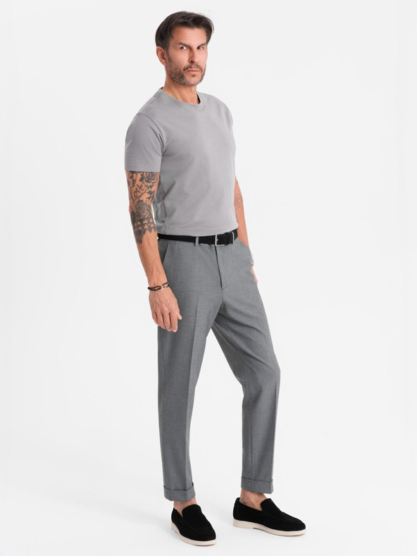 Ombre Clothing Herren klassisches Baumwoll-T-Shirt BASIC - grau