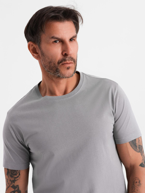 Ombre Clothing Herren klassisches Baumwoll-T-Shirt BASIC - grau