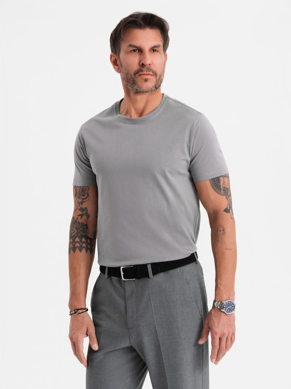 Ombre Clothing Herren klassisches Baumwoll-T-Shirt BASIC - grau