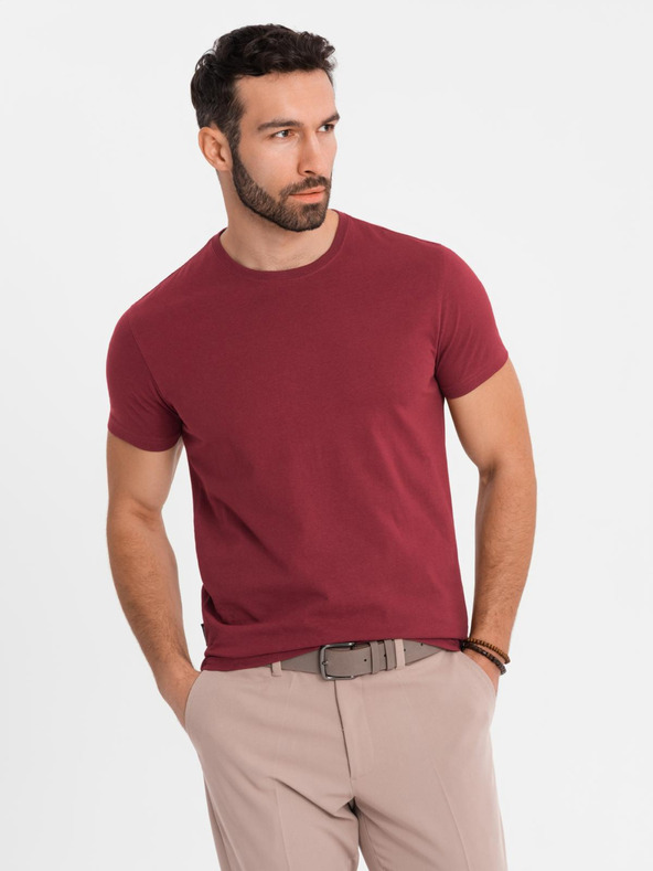 Ombre Clothing Herren klassisches Baumwoll-T-Shirt BASIC - bordeaux