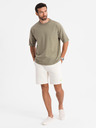 Ombre Clothing Herren Baumwoll-T-Shirt LOOSE FIT mit Rundhalsausschnitt - khaki