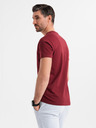 Ombre Clothing Klassisches Herren-Baumwoll-T-Shirt BASIC mit V-Ausschnitt - bordeaux