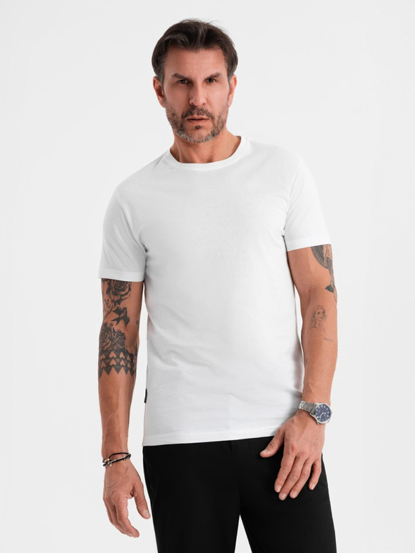 Ombre Clothing Herren klassisches Baumwoll-T-Shirt BASIC - weiß