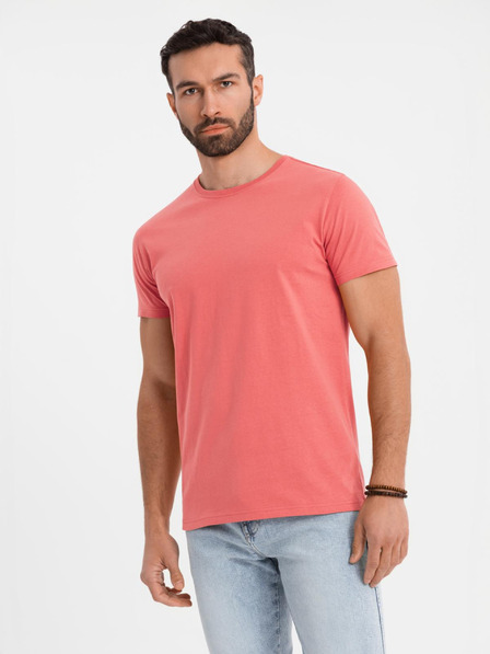 Ombre Clothing Herren klassisches Baumwoll-T-Shirt BASIC - koralle
