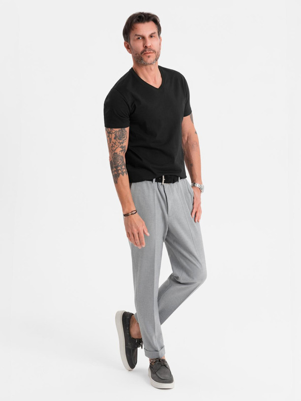 Ombre Clothing Herren klassisches Baumwoll-T-Shirt BASIC mit Ausschnitt - schwarz