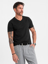 Ombre Clothing Herren klassisches Baumwoll-T-Shirt BASIC mit Ausschnitt - schwarz