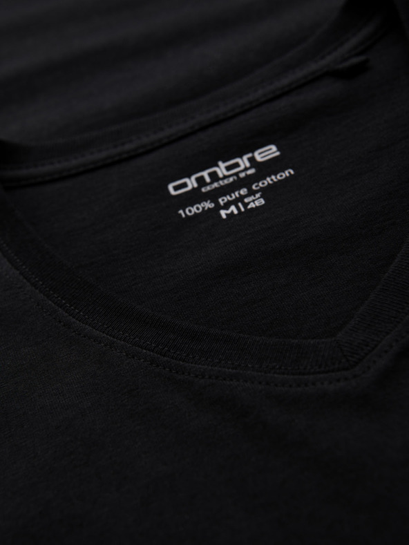 Ombre Clothing Herren klassisches Baumwoll-T-Shirt BASIC mit Ausschnitt - schwarz