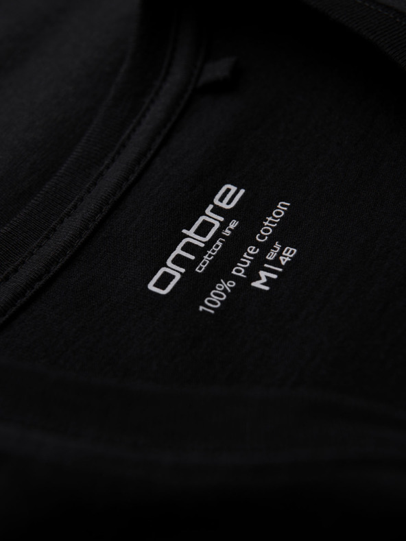 Ombre Clothing Herren klassisches Baumwoll-T-Shirt BASIC mit Ausschnitt - schwarz