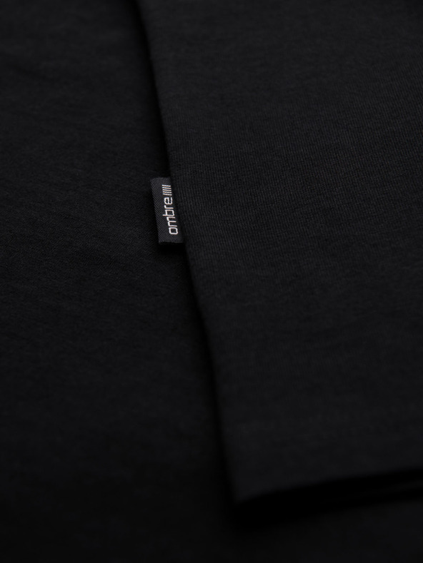 Ombre Clothing Herren klassisches Baumwoll-T-Shirt BASIC mit Ausschnitt - schwarz