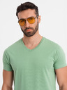 Ombre Clothing Klassisches Herren-Baumwoll-T-Shirt BASIC mit V-Ausschnitt - grün