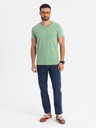 Ombre Clothing Klassisches Herren-Baumwoll-T-Shirt BASIC mit V-Ausschnitt - grün