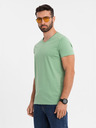 Ombre Clothing Klassisches Herren-Baumwoll-T-Shirt BASIC mit V-Ausschnitt - grün