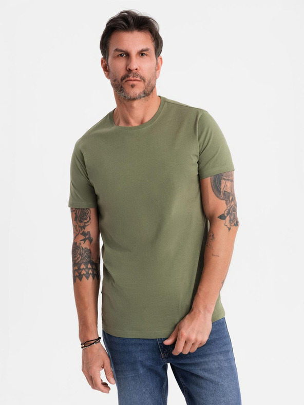 Ombre Clothing Herren klassisches Baumwoll-T-Shirt BASIC - khaki