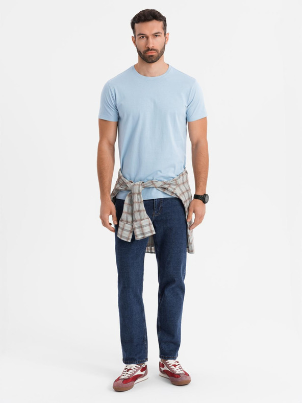 Ombre Clothing Herren klassisches Baumwoll-T-Shirt BASIC - hellblau