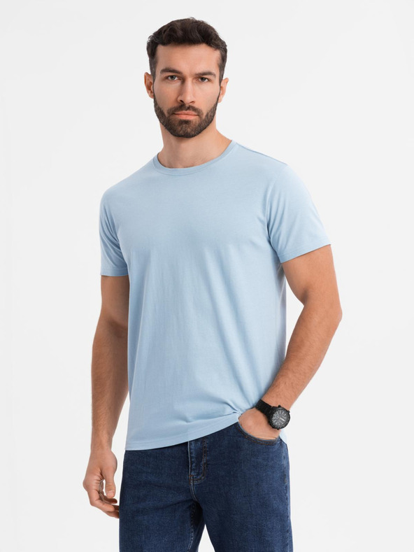 Ombre Clothing Herren klassisches Baumwoll-T-Shirt BASIC - hellblau