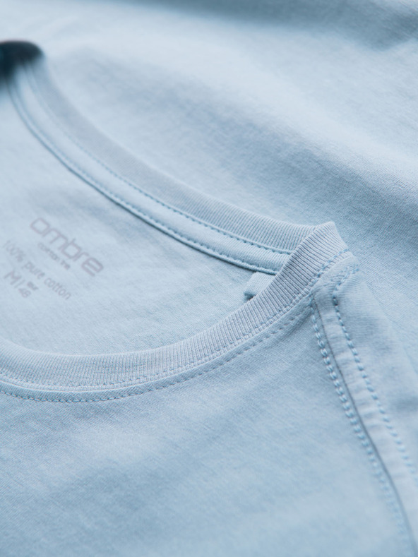 Ombre Clothing Herren klassisches Baumwoll-T-Shirt BASIC - hellblau