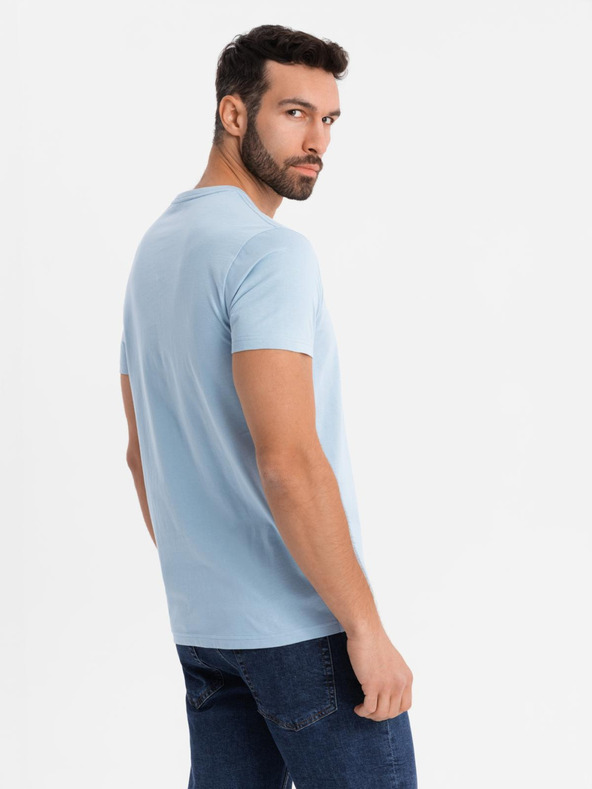 Ombre Clothing Herren klassisches Baumwoll-T-Shirt BASIC - hellblau