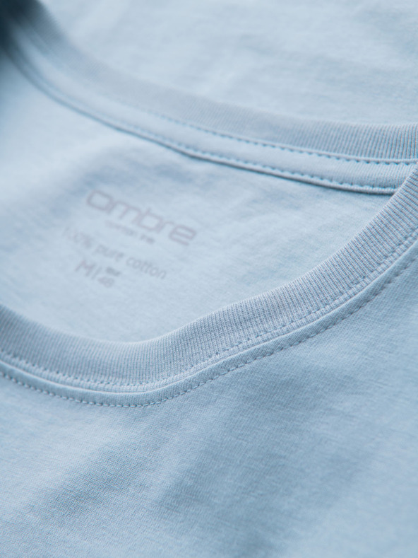 Ombre Clothing Herren klassisches Baumwoll-T-Shirt BASIC - hellblau