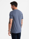 Ombre Clothing Herren klassisches Baumwoll-T-Shirt BASIC - Jeans-Blau