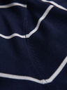 Ombre Clothing Herren-Poloshirt mit langen Ärmeln und horizontalen Streifen aus Viskose - dunkelblau und weiß