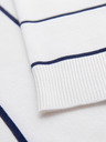 Ombre Clothing Herren-Poloshirt mit langen Ärmeln und horizontalen Streifen aus Viskose - weiß und dunkelblau