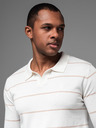 Ombre Clothing Herren-Poloshirt mit langen Ärmeln und horizontalen Streifen aus Viskose - weiß und beige